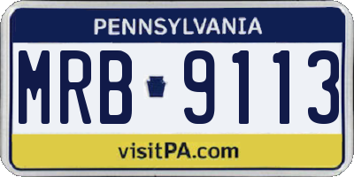 PA license plate MRB9113