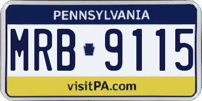 PA license plate MRB9115