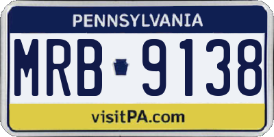 PA license plate MRB9138