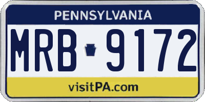 PA license plate MRB9172