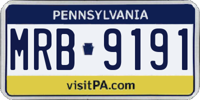PA license plate MRB9191