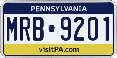 PA license plate MRB9201