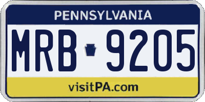 PA license plate MRB9205