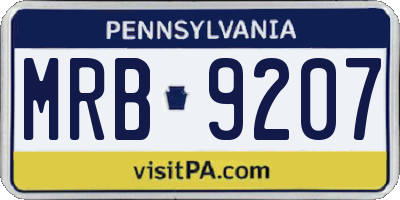 PA license plate MRB9207