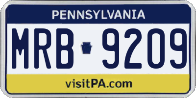PA license plate MRB9209