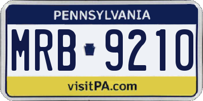 PA license plate MRB9210