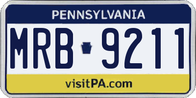 PA license plate MRB9211