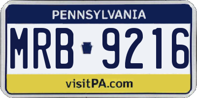 PA license plate MRB9216