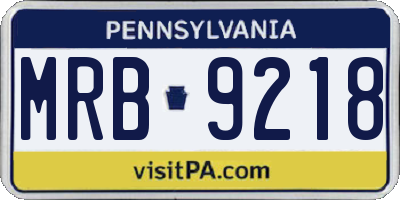 PA license plate MRB9218