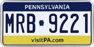 PA license plate MRB9221