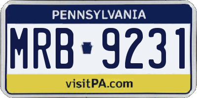 PA license plate MRB9231