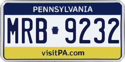 PA license plate MRB9232