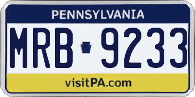 PA license plate MRB9233