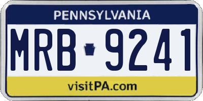 PA license plate MRB9241
