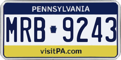 PA license plate MRB9243