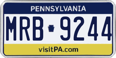 PA license plate MRB9244