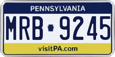 PA license plate MRB9245