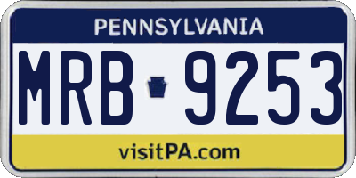 PA license plate MRB9253