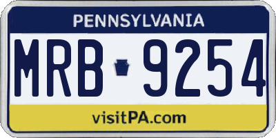 PA license plate MRB9254