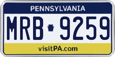 PA license plate MRB9259
