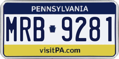 PA license plate MRB9281