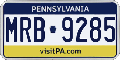 PA license plate MRB9285