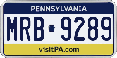 PA license plate MRB9289