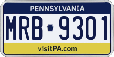 PA license plate MRB9301