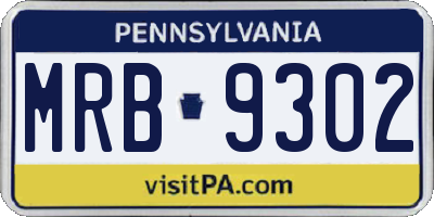 PA license plate MRB9302
