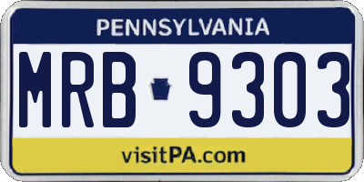 PA license plate MRB9303