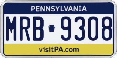 PA license plate MRB9308