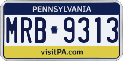 PA license plate MRB9313