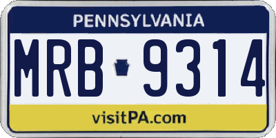 PA license plate MRB9314