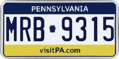 PA license plate MRB9315