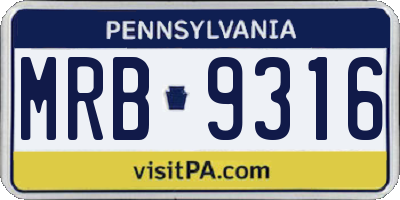 PA license plate MRB9316