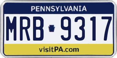 PA license plate MRB9317