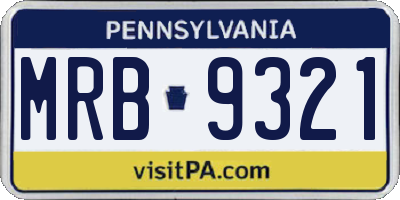 PA license plate MRB9321