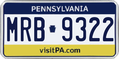 PA license plate MRB9322