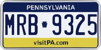 PA license plate MRB9325