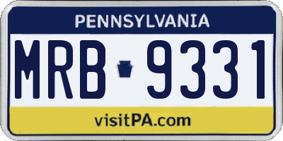 PA license plate MRB9331