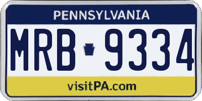 PA license plate MRB9334