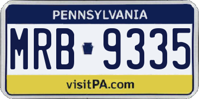 PA license plate MRB9335
