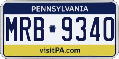 PA license plate MRB9340