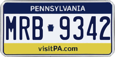 PA license plate MRB9342