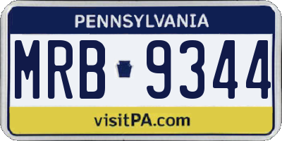 PA license plate MRB9344