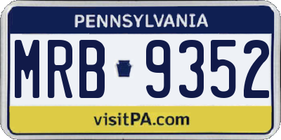 PA license plate MRB9352