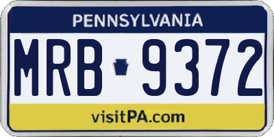 PA license plate MRB9372