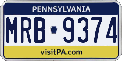 PA license plate MRB9374