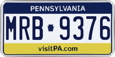 PA license plate MRB9376