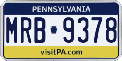 PA license plate MRB9378